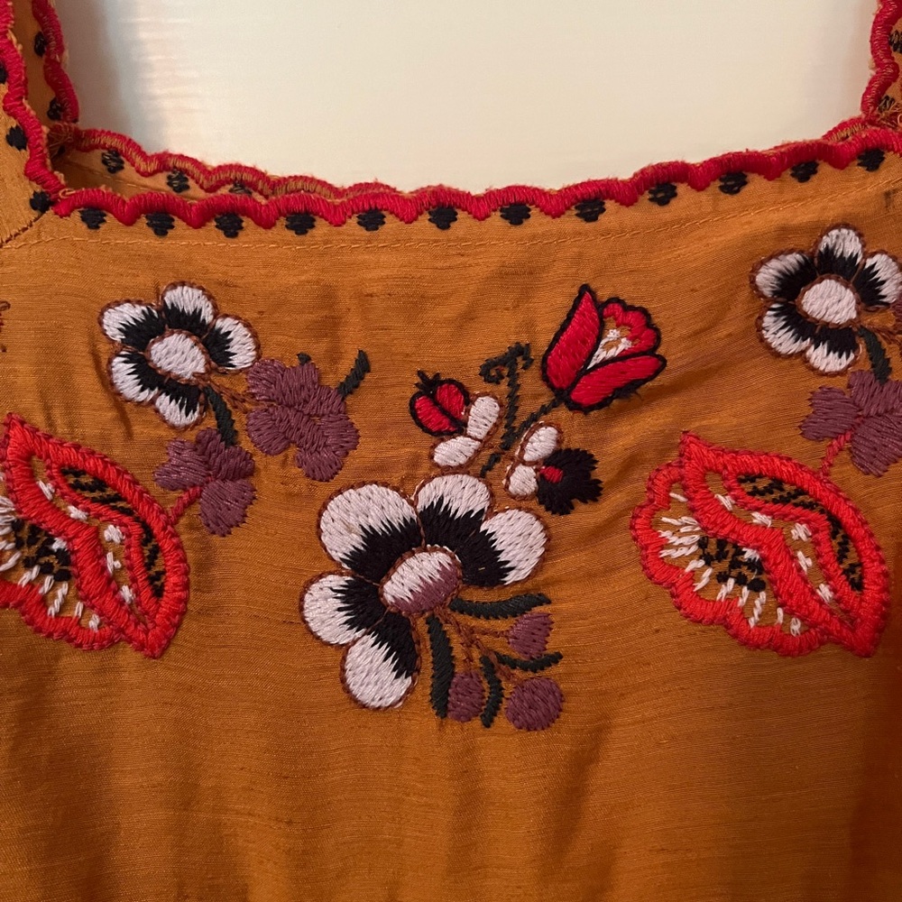 Madewell Floral Embroidered Linen Babydoll Mini Dress Beach XS - Picture 2 of 7